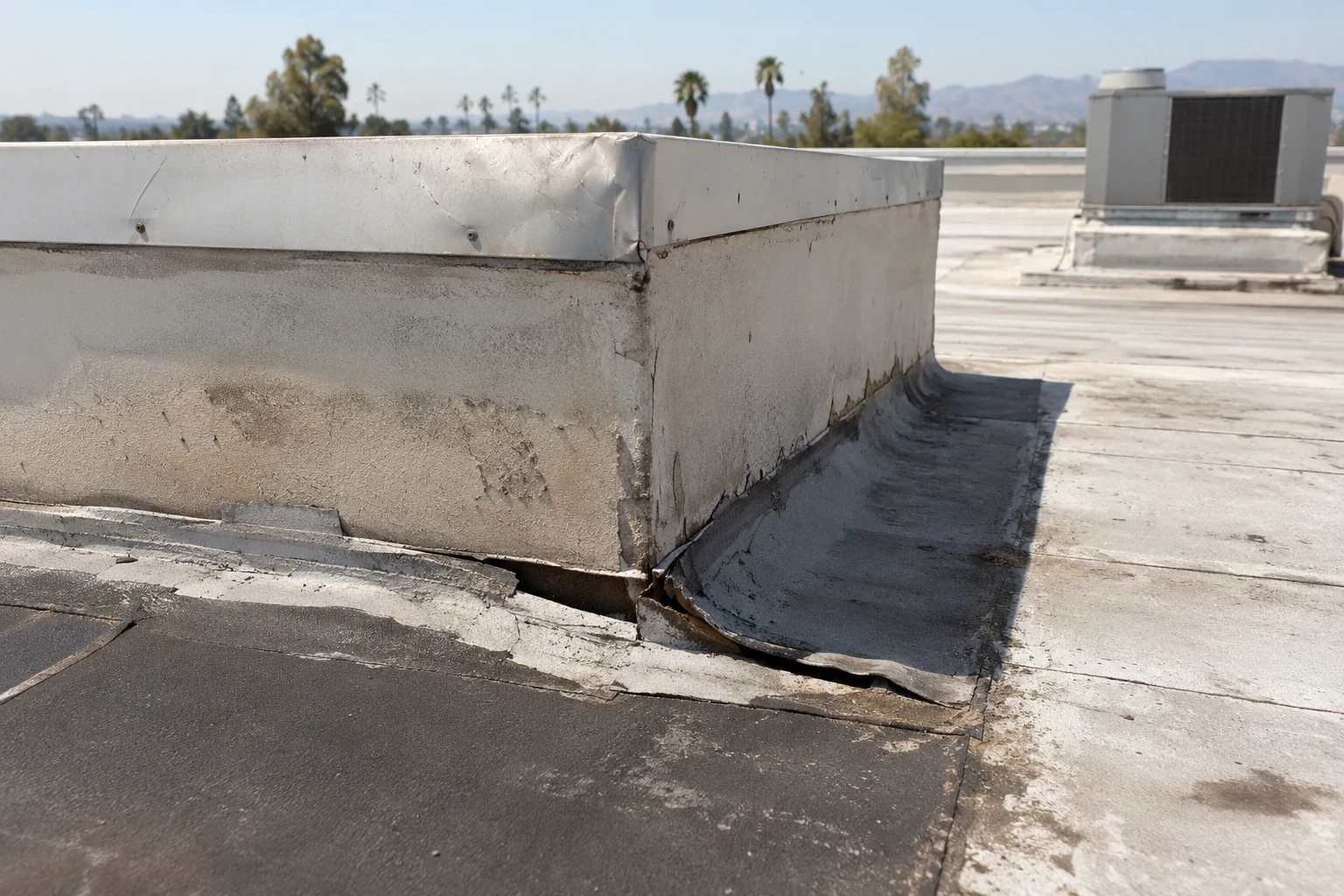 Commercial Roof Flashing Failure Repair in Pomona